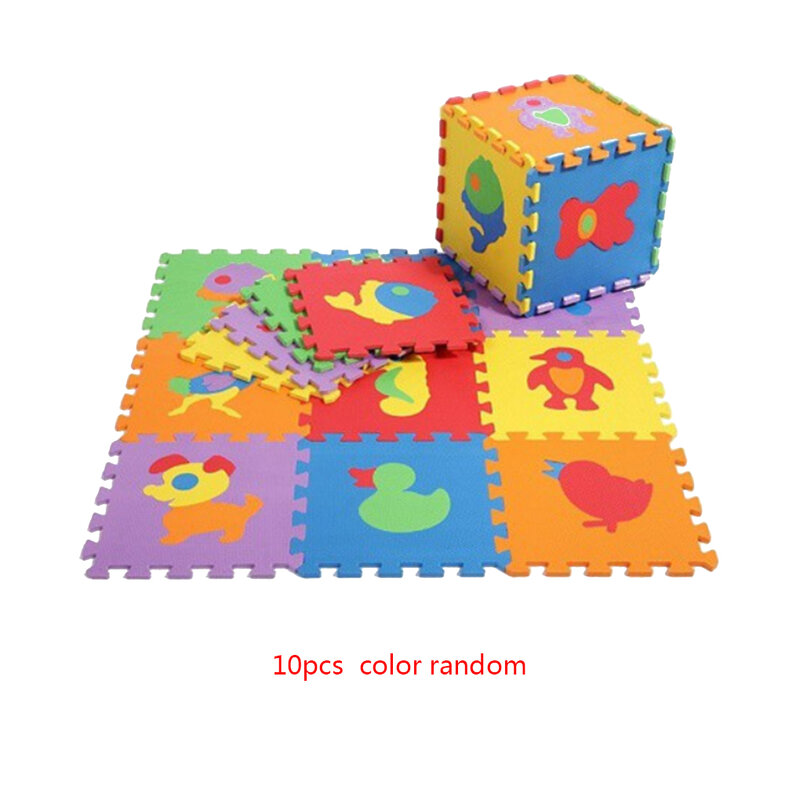 숫자 만화 동물 EVA 어린이 폼 패드, 아기 크롤링 매트, 퍼즐 바닥 보호대, 10 개