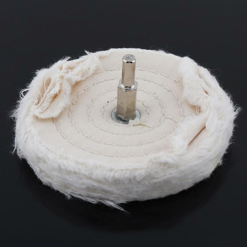 4インチのt-型ホワイト布研磨ホイールミラー研磨バッファ綿パッドと6ミリメートルシャンク径のため表面研磨