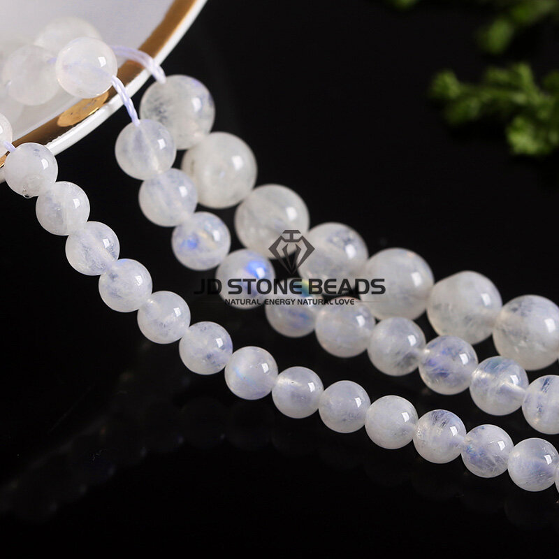 Blue Moonstone Size 4/6/7/8//9/10/12/14MM High Quality Natural White Moonstone Beads Personalized Fashion Hand-made Fine Jewelry