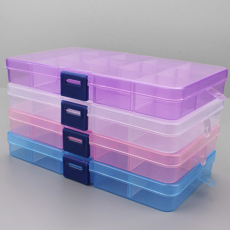 Plastic Storage Boxes Slots, Embalagem Ajustável, Ferramenta Caso Transparente, Craft Organizer Box, Jóias Acessórios, 6, 815, 1Pc