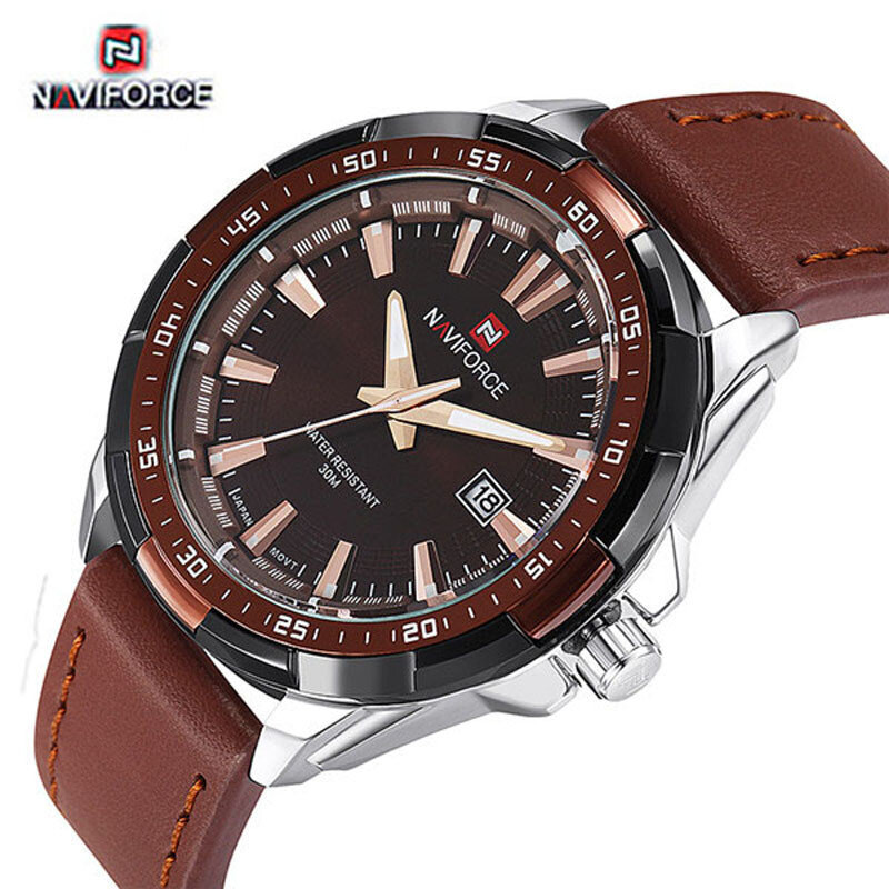 Mens Watches Top Brand Luxury NAVIFORCE Sport Men's Quartz Waterproof Wristwatch Leather Male Clock  Relogio Masculino NF9056