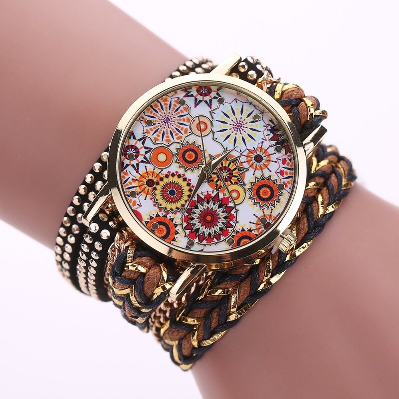 Reloj de mujer de moda superior con cinturón de 2 capas, buena calidad, reloj de pulsera de mujer de moda con cristales