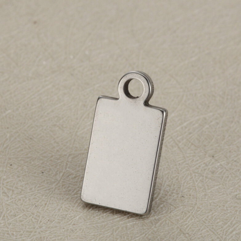 8*15mm Stainless  Steel  Small Tag Custom logo pendant-Customized Charms Engrave Laser your own logo
