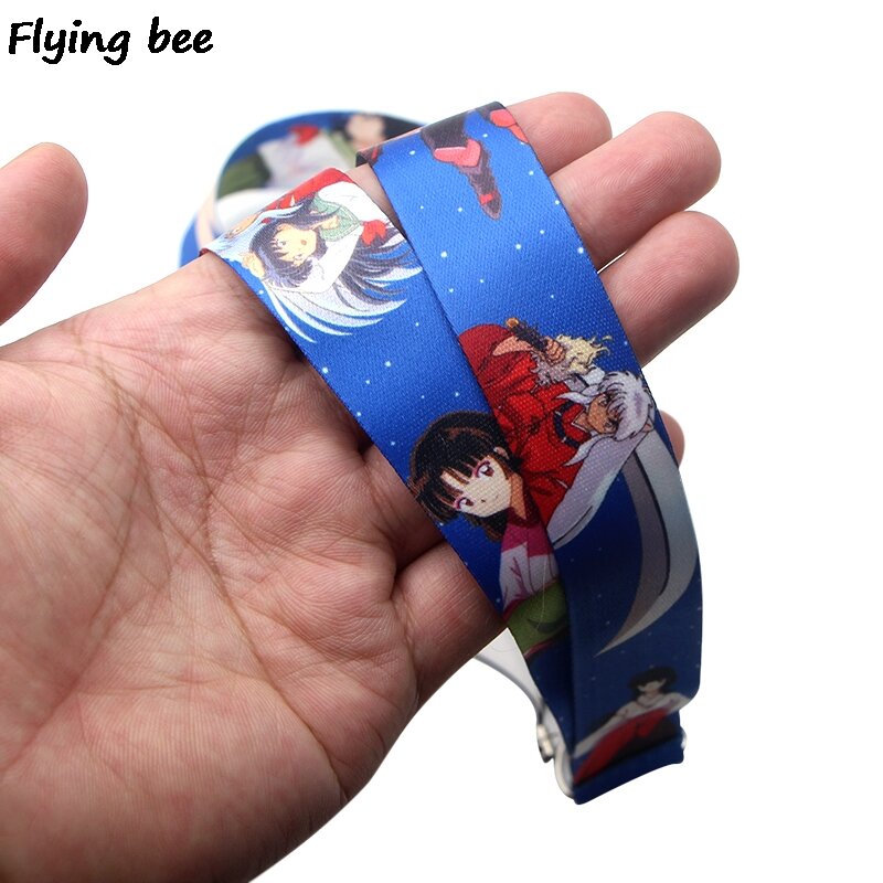 Flyingbee – porte-clé mignon avec dessin animé, lanière, Badge, lanière pour téléphone portable, lanière de cou, accessoires X0168