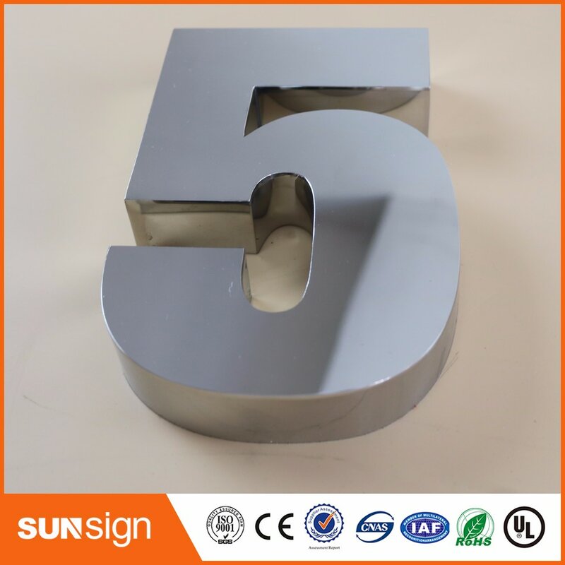 H 15cm 0-9 Modern 3D House Numbers 3D mirror polished stainless steel house numbers sign