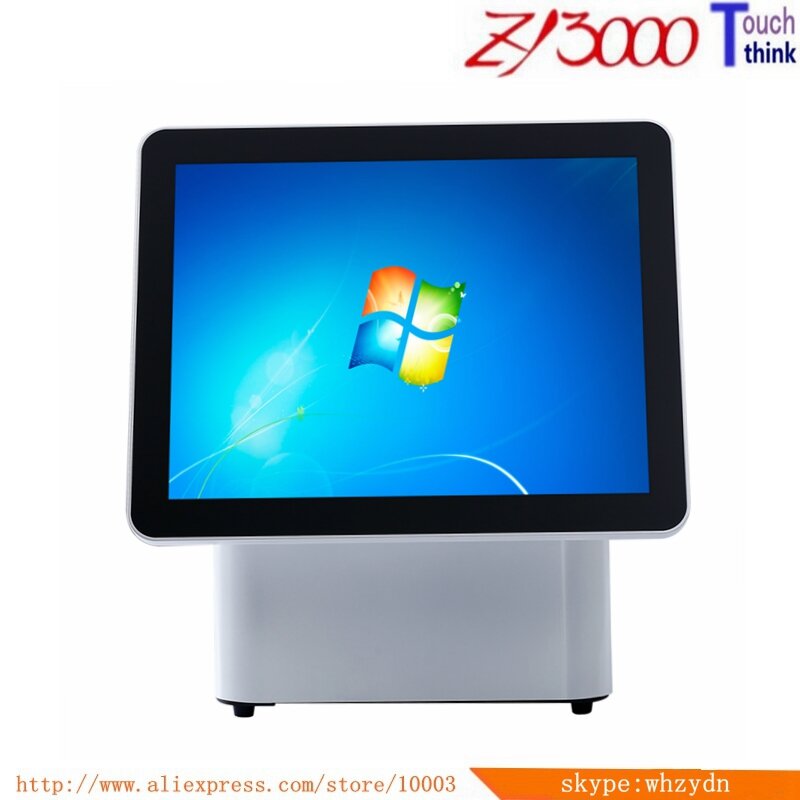 Alles in een dual screen pos-systeem 15 Inch dubbel scherm PC Touchscreen pos terminal/alles in een touch screen pc