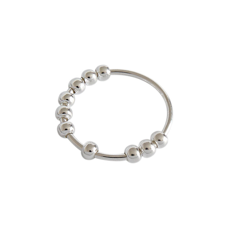 Женское Открытое кольцо из серебра 100% пробы, с бусинами