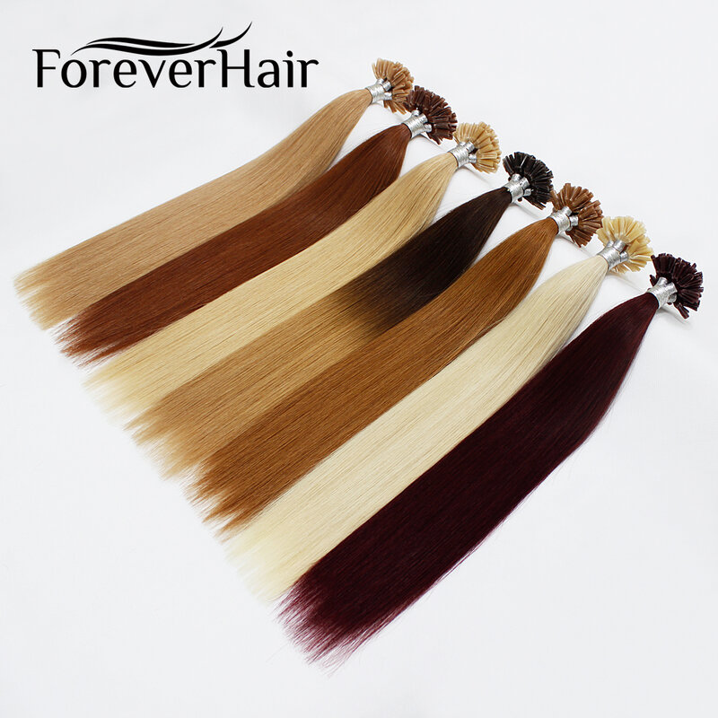 FOREVER HAIR 0.8g/s 16" 18" 20" Nail/U Tip Keratin Pre Bonded Real Remy Human Hair Extension On Capsule Fusion Color 40g/pack