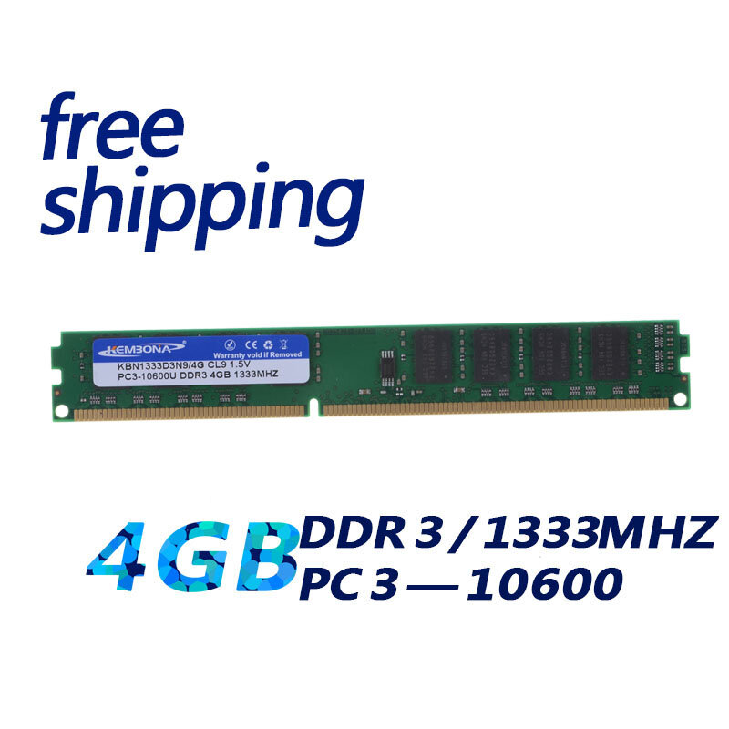 KEMBONA-Desktop memória de dupla face Ram, compatível com INTEL e A-M-D, DDR3, 4GB, 1333, PC10600, 16chips, fábrica nova