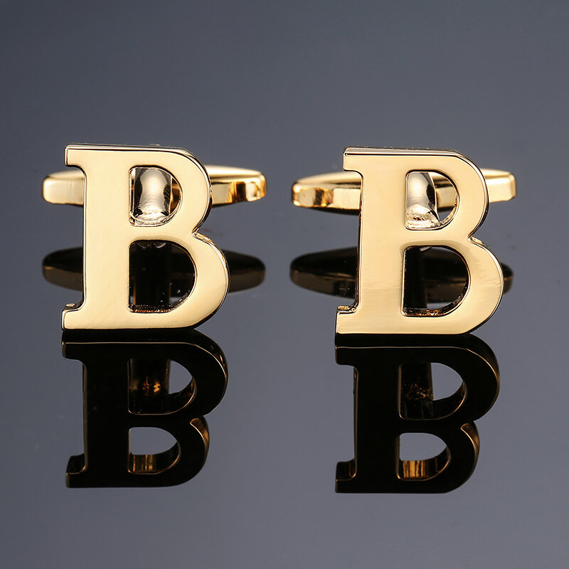 DY new High-quality Brass material English Golden English alphabet B Cufflinks Men's French shirt Cufflinks free shipping