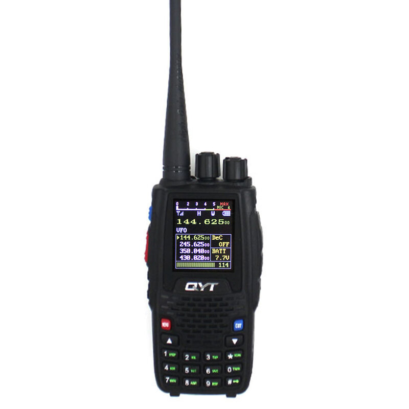 Qyt quad band handheld rádio em dois sentidos KT-8R 4 banda intercomunicador ao ar livre kt 8r uv 2 vias rádio kt8r cor display 5w walkie talkie