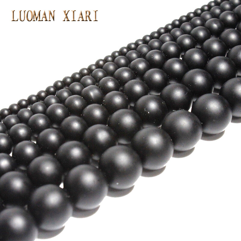 Wholesale Natural Stone Beads Round Black  Dull Polish Matte Onyx  For Jewelry Making DIY Necklace Bracelet 4/6/8/10/12/14 mm