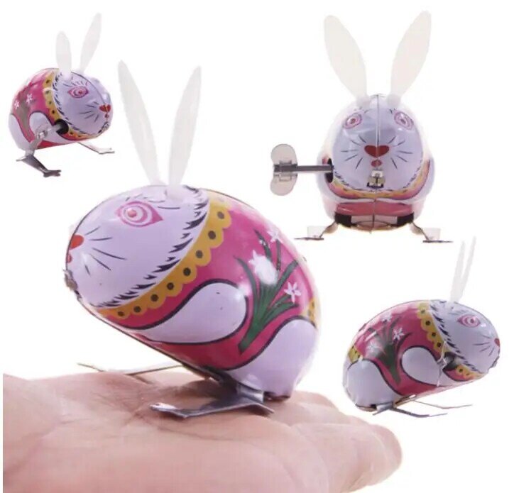 iWish Hot Vintage Classic Cute Metal Rabbit Animal Wind Up Iron Toys For Children Kids Gift Colorful Funny Cartoon Clockwork Toy
