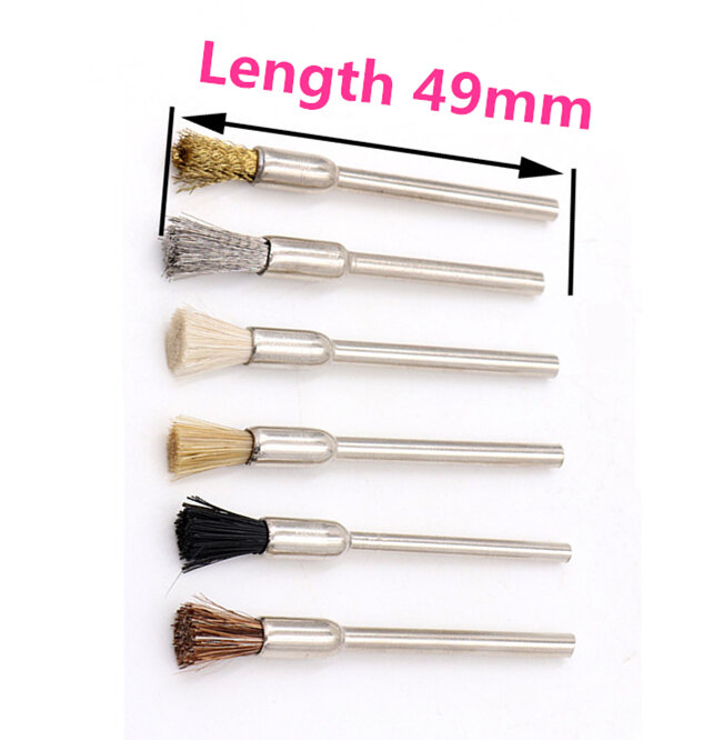 6pcs Assorted Electric brush 3/2.35mm Shank Brass Wire Metal Polishing Brush For Electric Grinder Tool Dremel