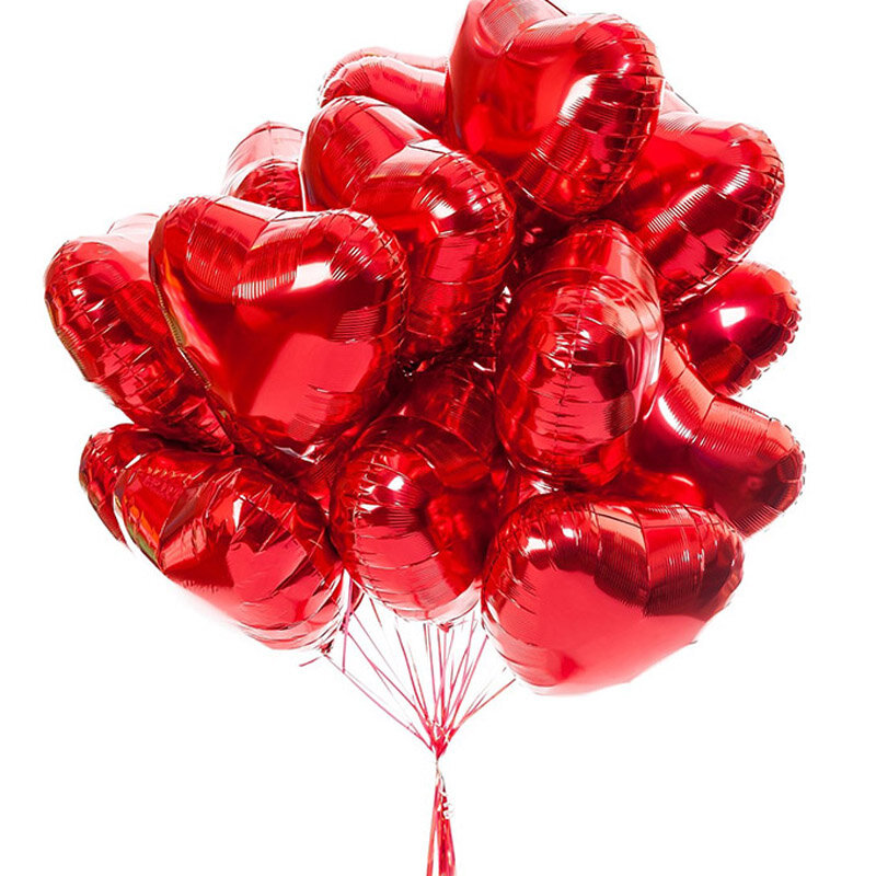 10Pcs 18นิ้วRose Goldสีแดงหัวใจฟอยล์บอลลูนแต่งงานHelium InflatableบอลลูนMetallicงานแต่งงานวันเกิดParty Decorของขวัญ