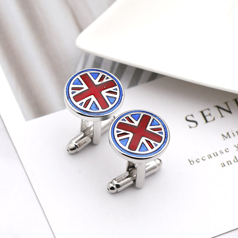 Europa i stany zjednoczone sprzedają okrągłą flaga brytyjska spinki do mankietów luksusowe męskie i damskie wysokiej jakości biżuteria