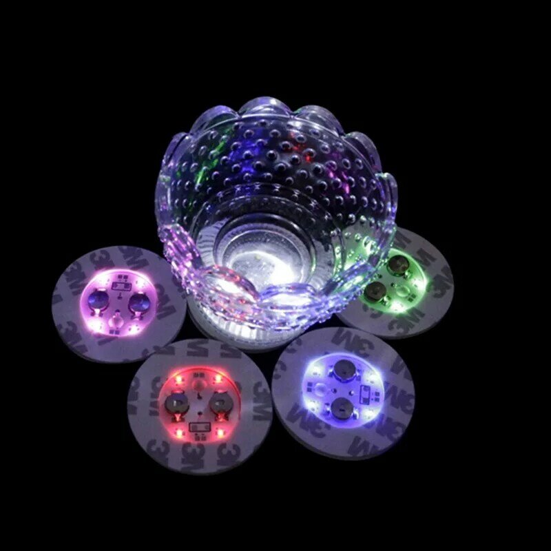 1000 pz 6CM LED decorazione bottiglia leggera adesivi Glorifier Mini LED sottobicchiere tazza Mat per Party Bar Club vaso matrimonio bicchiere da vino