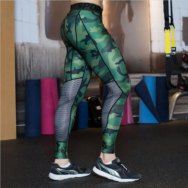 2019 Rushed Camouflage Men Compression Tights New  Pants Lycra Skinny Leggings  Clothing  Fitness