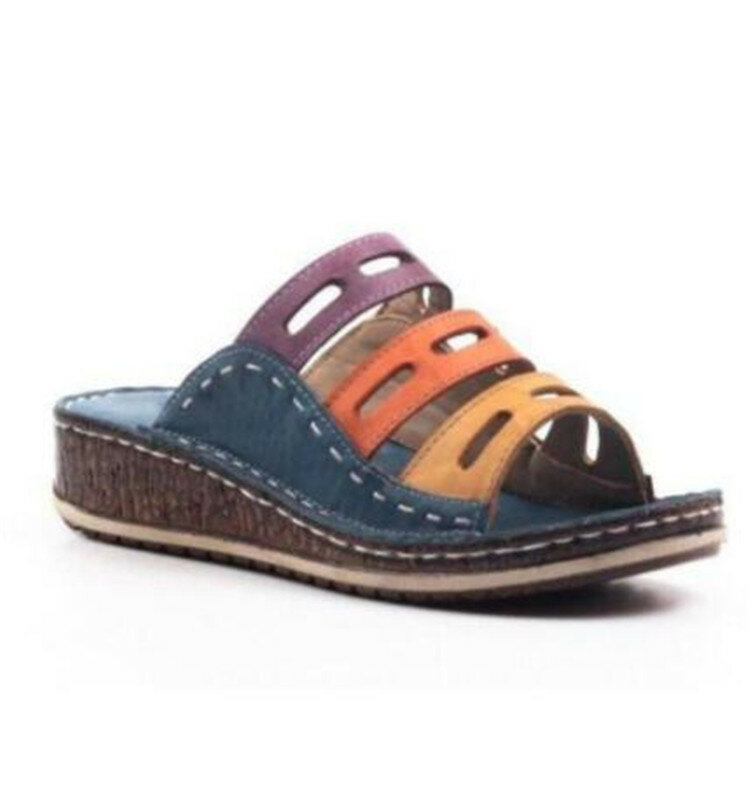 여름 여성 슬리퍼 로마 레트로 3 색 캐주얼 신발 두꺼운 바닥 웨지 오픈 발가락 샌들 비치 슬립 슬라이드 여성 z288