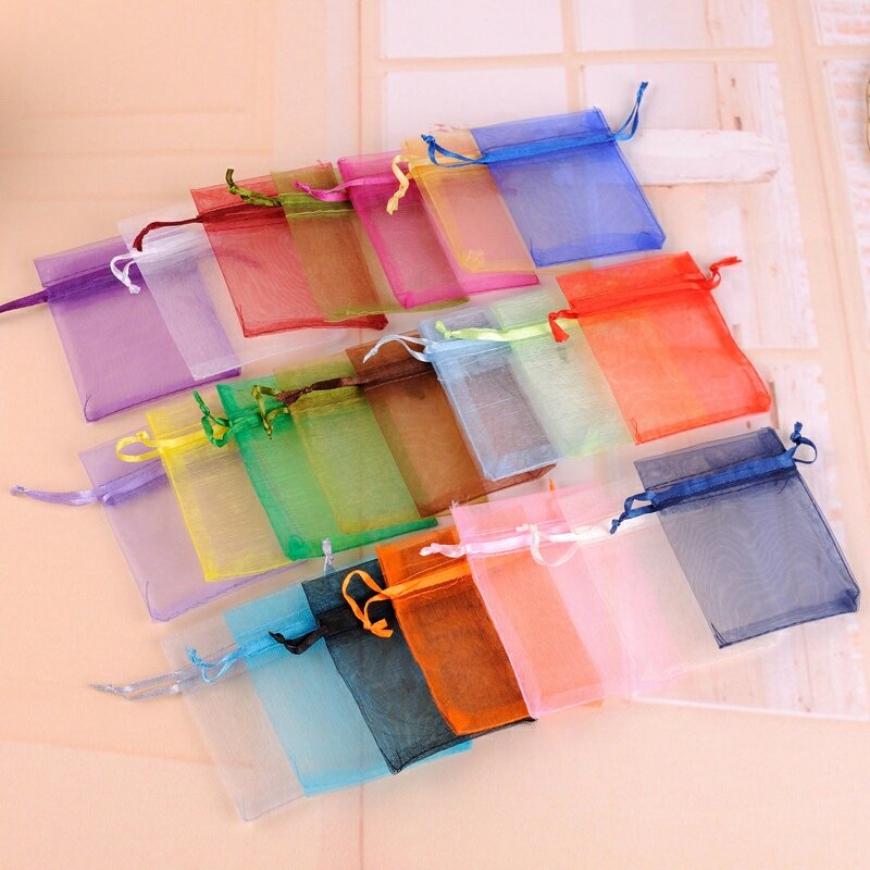 Small Jewelry Pouch 100pcs/lot 7x9cm Colorful Bolsas De Organza Bag For Wedding Favors And Gifts Packaging Can Custom Logo