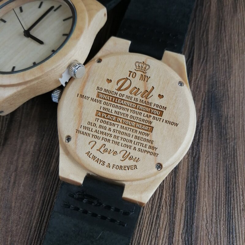 Деревянные часы с гравировкой для моего отца, спасибо за любовь и поддержку