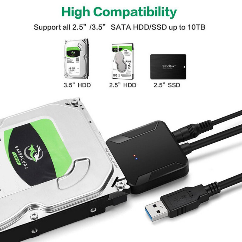 Adaptador USB 3,0 a Sata, Cable convertidor de 22 pines SataIII a USB3,0 adaptadores para Sata HDD SSD de 2,5 pulgadas, entrega rápida de alta calidad