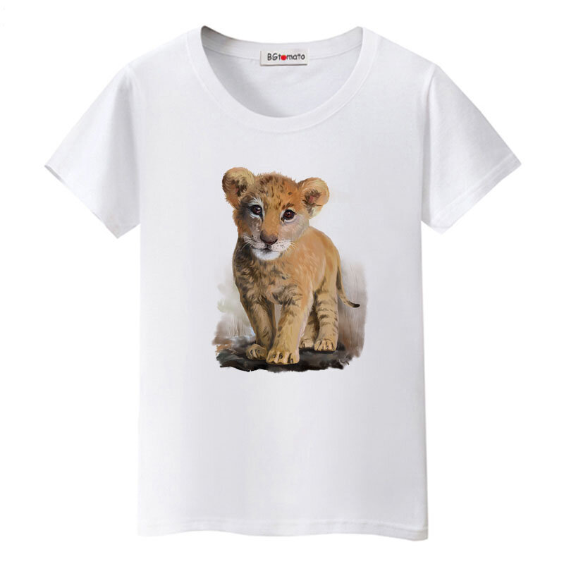 Женская футболка BGtomato с 3D принтом в виде милого льва, Лидер продаж, топы с животным принтом, хорошее качество, мягкие удобные повседневные рубашки