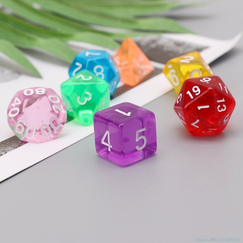 New New 7Pcs/Set Dice TRPG Games Dungeons & Dragons D4-D20 Multi-sided Dices Colorful Drop Ship