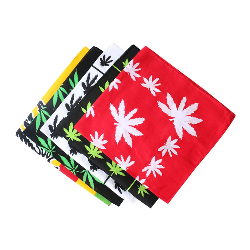 HUOBAO-Pañuelo cuadrado de estilo Hip Hop para hombre y mujer, Bandana con estampado de hojas de Arce, con diseño de hoja de arce verde, tipo Reggae, para la cabeza