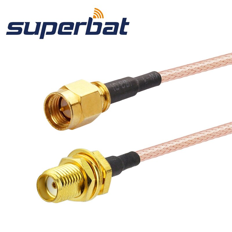 Superbat SMA BulkHead Fêmea para Straight Masculino Pigtail Cable RG316 20cm Antena Alimentador Cable Assembly