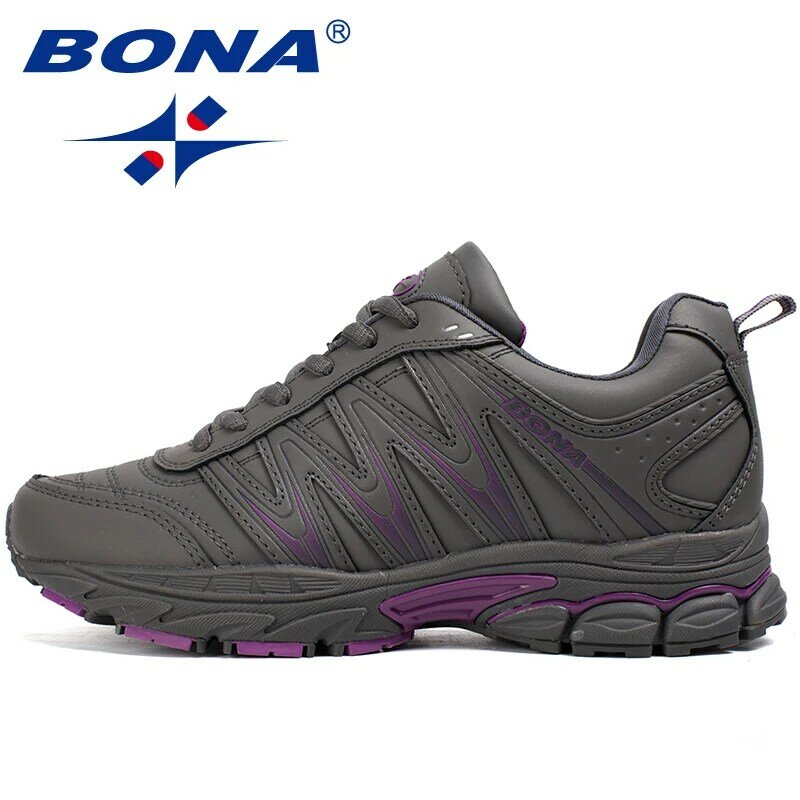 Bona-sapatos de corrida com cordões confortáveis para mulheres, calçados esportivos para ao ar livre, corrida, caminhada, atlético, novo estilo