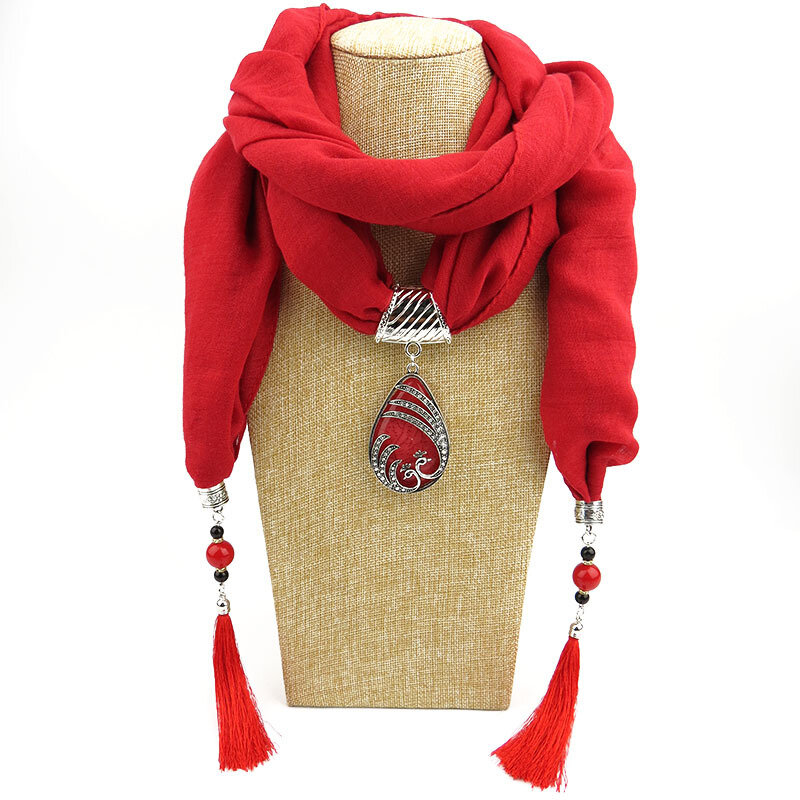 LaMaxPa-bufanda de gasa con colgante para mujer, chales de perlas, accesorios femeninos suaves, joyería sólida, 65 colores, 2019