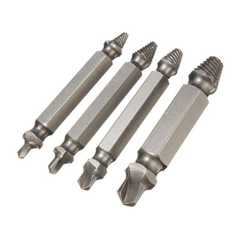 WENXING 4pcs Damaged Screw Extractor Drill Bits Guide Set Broken Speed Out Easy out Bolt Stud Stripped Screw Remover Tool