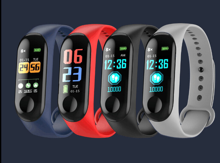 2019 neue Männer Smart Band Fitness Tracker Herzfrequenz Blutdruck Sport Armband Smart Uhr LED farbe touch screen + box