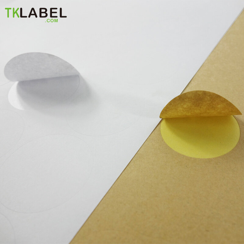 Kraft/etiquetas redondas brancas lustrosas do círculo da impressão das folhas label20 para a impressora do inkjet e do laser 2cm 2.5cm 3cm 3.5cm 4cm 5cm 6cm