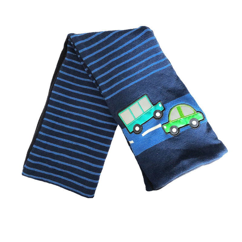Children Kids Boys Lovely Car printed striped blue Scarf Reflective Christmas New Year Winter Gift