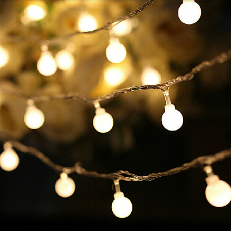 Guirnalda de luces LED con forma de bola de colores, iluminación intermitente de 2M, 20LED, funciona con pilas AA, ideal para decoración del hogar, fiestas, bodas y Navidad, novedad