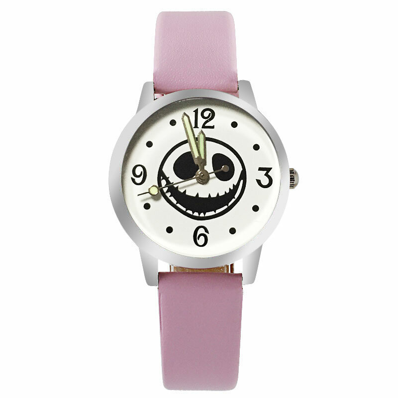 Klasyczny czarno-biały zegarek dziecięcy Cartoon Casual Luminous Boy Girl czerwony zegarek kwarcowy ze skórzanym paskiem Relogios Feminino Kol Saati