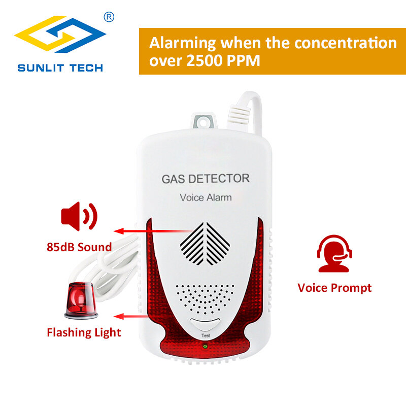 Wysokiej jakości detektor gaz LPG czujnika wyciek gazu ziemnego palnego z komunikat głosowy dźwiękiem 85dB dla ochronny zabezpieczający