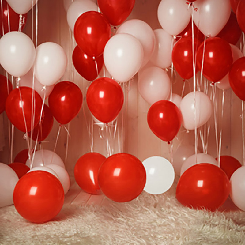 Globos redondos de látex para adultos, suministros de helio para decoración del Día de la boda, color rojo y blanco, 10 pulgadas, lote de 25 unidades