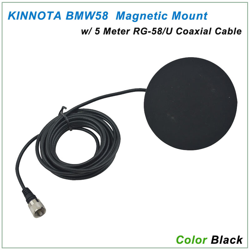 KINNUOTA – support magnétique BMW58, couleur noir, SO239 avec câble Coaxial RG-58/U de 5 mètres PL259