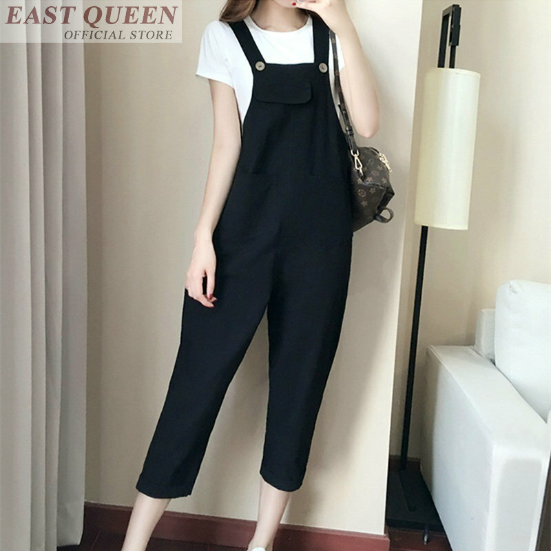 Wanita Jumpsuits 2018 Calf-Length Overall untuk Wanita Elegan Bodycon Solid Kancing Kantong Fashion Romper DD599 L