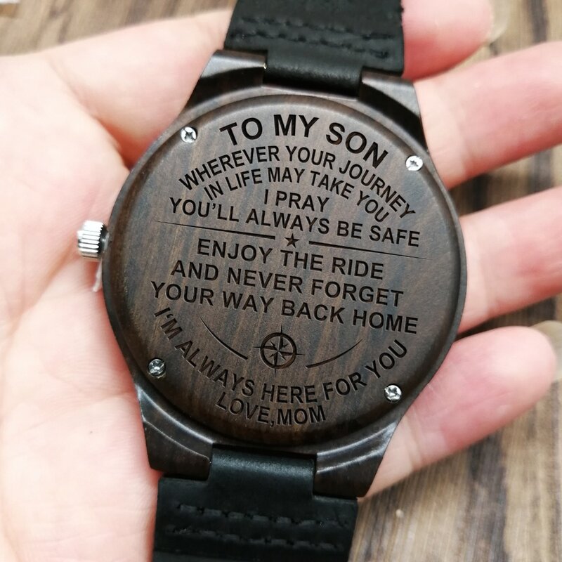 Reloj de madera grabado de mamá a hijo siempre estoy aquí para ti