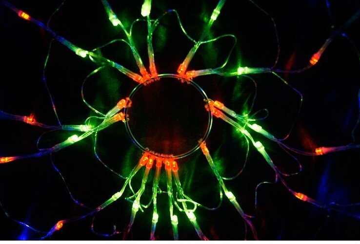 Lampu 120 bola lampu LED RGB, warna-warni lampu tali peri pesta Natal/pernikahan hiasan jendela jaring laba-laba-Multi Warna