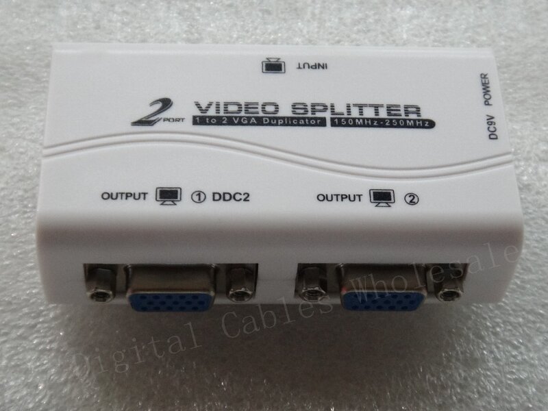 2020 년 1-2 포트 VGA 비디오 분배기 복사기 1-in-2-out 250MHz 장치 캐스케이드 부츠 신호 65m 1920*1440
