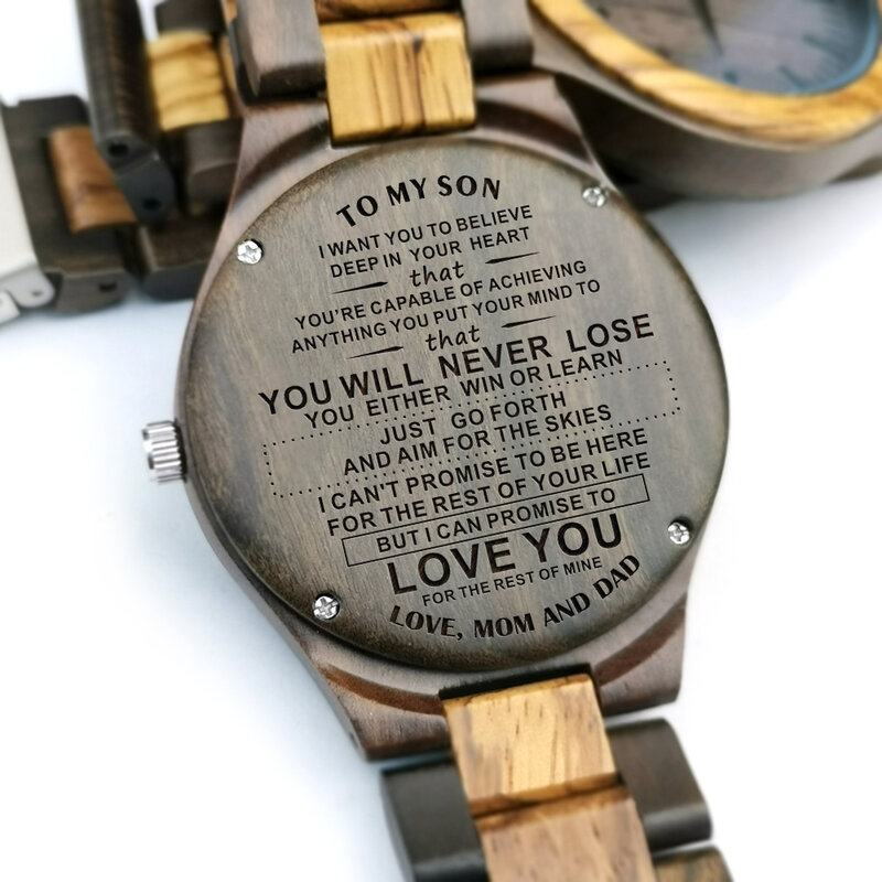 Sé que puedes estar-de papá a hijo reloj de madera grabado relojes de lujo relojes de pulsera