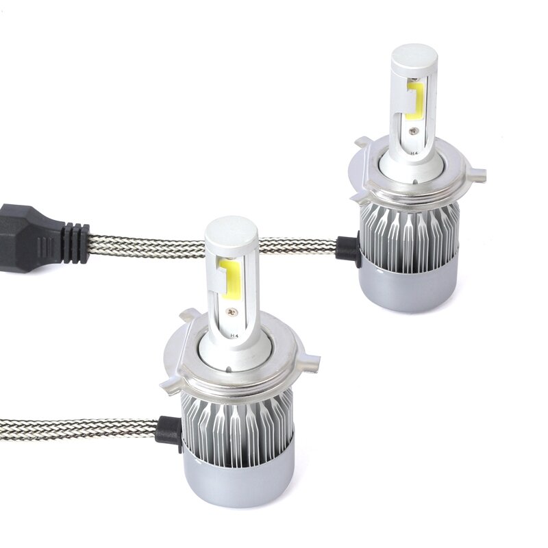 Promotion! New 2pcs C6 LED Car Headlight Kit COB H4 36W 7600LM White Light Bulbs
