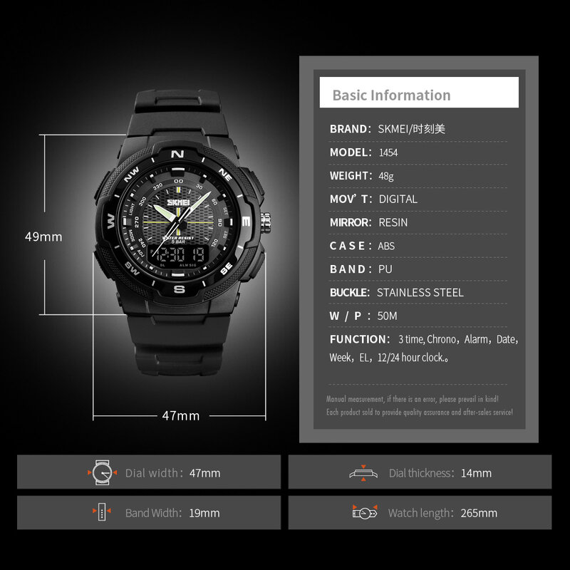Nova SKMEI Dupla Afixação dos Esportes dos homens de Relógios de Luxo Relógio de Quartzo Homens 50 M À Prova D' Água Militar LED Digital de Pulso Eletrônico relógios