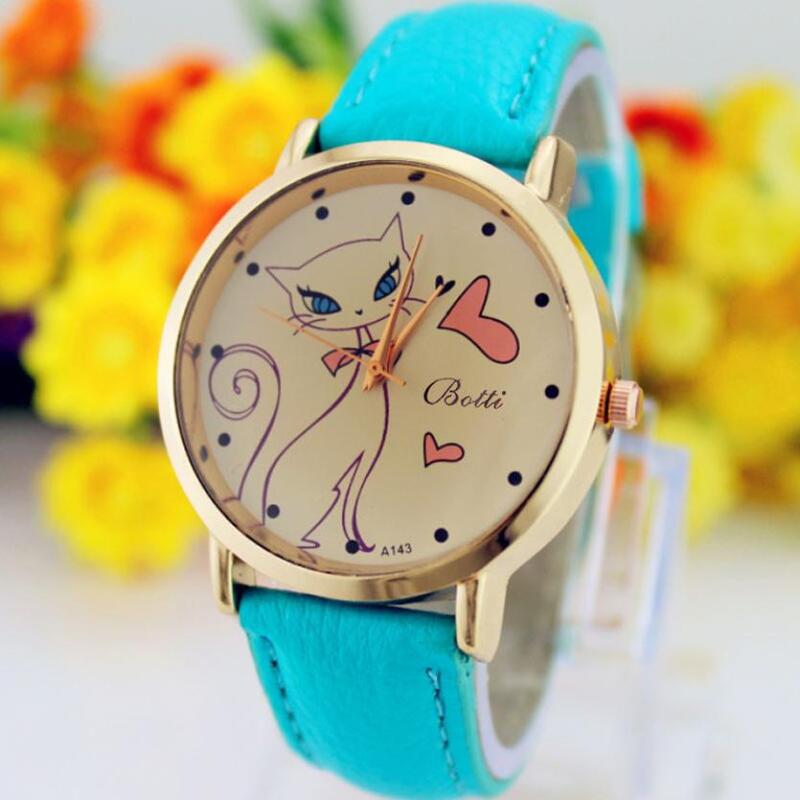 New 2018 Fashion Women Casual Watches Cat Brand Exquisite Leather ladies Quartz Clock Hours Watch Woman  #D
