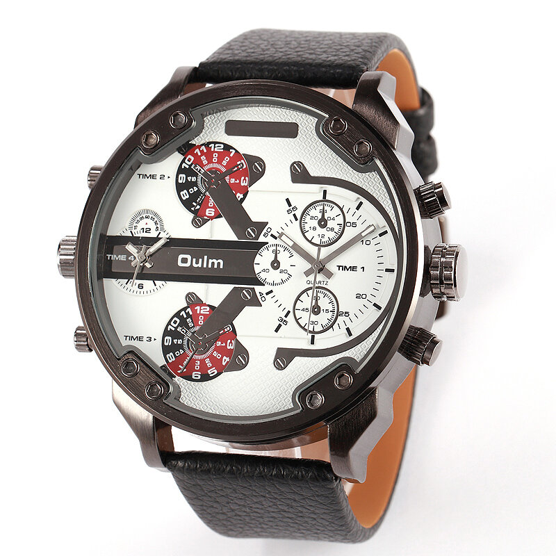 5.6ซม.บิ๊กเคสสำหรับท่านชายนาฬิกาผู้ชาย Top Luxury ยี่ห้อ OULM นาฬิกาควอตซ์ชาย Dual Dual Relogio Masculino ชายนาฬิกา